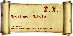 Maczinger Nikola névjegykártya